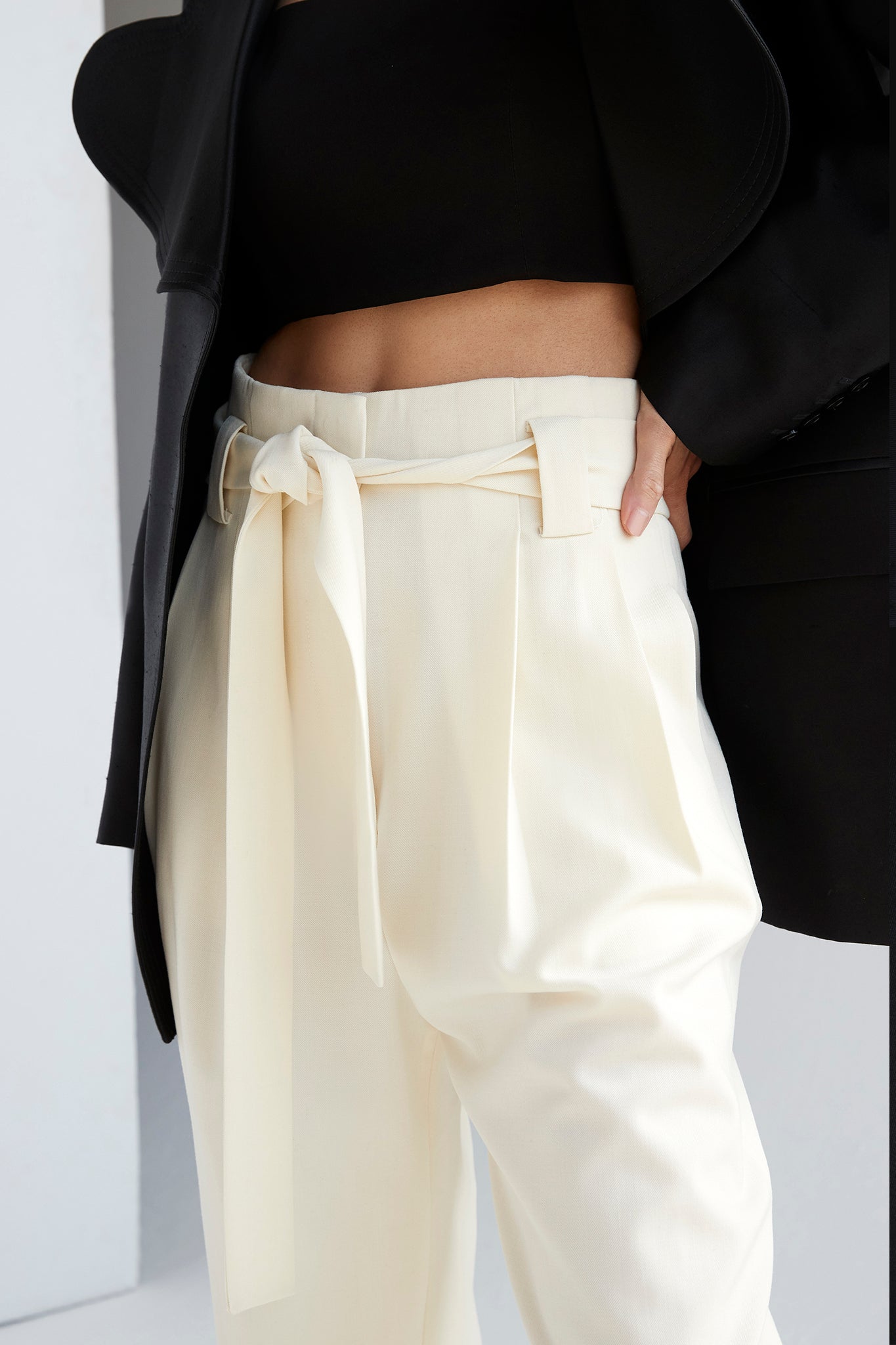 BRYNN PLEATED PANT - BONE (ONLINE ONLY) - White Cherry Boutique